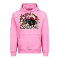 Fuchsia Pink Merry Christmas Monster Truck Urban Hoodie - MaliasSmallBusiness