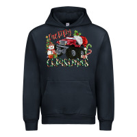 Navy Merry Christmas Monster Truck Urban Hoodie - MaliasSmallBusiness
