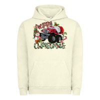 Pigment Pistachio Merry Christmas Monster Truck Urban Hoodie - MaliasSmallBusiness
