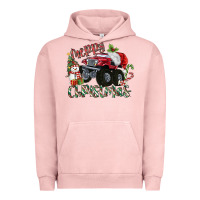 Pigment Salmon Merry Christmas Monster Truck Urban Hoodie - MaliasSmallBusiness