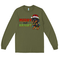Army Green merry and bright dachshund Long Sleeve Tee - RanaPortraitStore