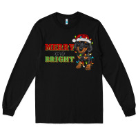 Black merry and bright dachshund Long Sleeve Tee - RanaPortraitStore