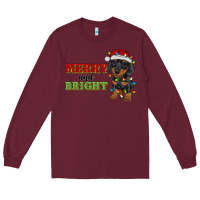 Burgundy merry and bright dachshund Long Sleeve Tee - RanaPortraitStore
