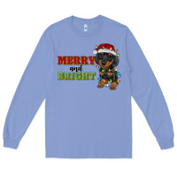Colony Blue merry and bright dachshund Long Sleeve Tee - RanaPortraitStore