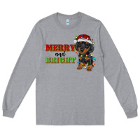 Heather Grey merry and bright dachshund Long Sleeve Tee - RanaPortraitStore