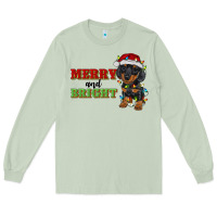 Matcha merry and bright dachshund Long Sleeve Tee - RanaPortraitStore