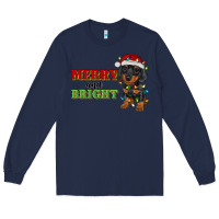 Navy merry and bright dachshund Long Sleeve Tee - RanaPortraitStore
