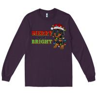Plum merry and bright dachshund Long Sleeve Tee - RanaPortraitStore