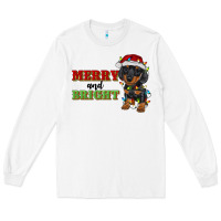 White merry and bright dachshund Long Sleeve Tee - RanaPortraitStore