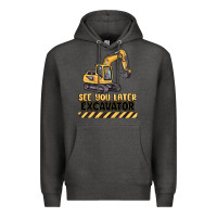 Charcoal Heather see you later excavator Premium Hoodie - MaliasSmallBusiness