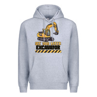 Heather Grey see you later excavator Premium Hoodie - MaliasSmallBusiness