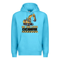 Ocean Blue see you later excavator Premium Hoodie - MaliasSmallBusiness