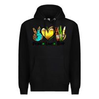 Black peace love beer Premium Hoodie - AdoDesignShop