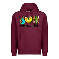 Burgundy peace love beer Premium Hoodie - AdoDesignShop