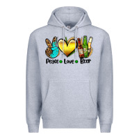 Heather Grey peace love beer Premium Hoodie - AdoDesignShop