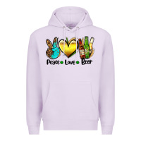 Lilac peace love beer Premium Hoodie - AdoDesignShop