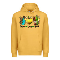 Mustard peace love beer Premium Hoodie - AdoDesignShop