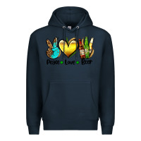 Navy peace love beer Premium Hoodie - AdoDesignShop