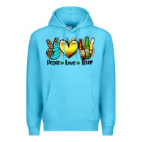 Ocean Blue peace love beer Premium Hoodie - AdoDesignShop