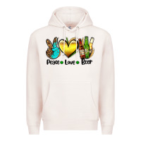 Pale Pink peace love beer Premium Hoodie - AdoDesignShop
