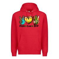 Red peace love beer Premium Hoodie - AdoDesignShop