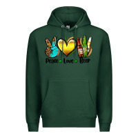 Sports Green peace love beer Premium Hoodie - AdoDesignShop