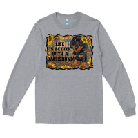 Heather Grey life is better with a dachshund Long Sleeve Tee - RanaPortraitStore