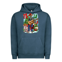 Pigment Midnight Navy Fa la la la skeleton farm Urban Hoodie - NancyCooperArtShop
