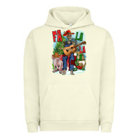 Pigment Pistachio Fa la la la skeleton farm Urban Hoodie - NancyCooperArtShop