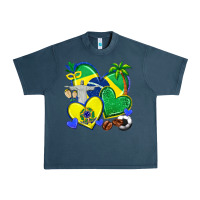 Midnight Navy brazil hearts Urban Heavy Tee - texasbilliewilder