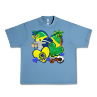 Pebble Blue brazil hearts Urban Heavy Tee - texasbilliewilder