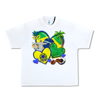 White brazil hearts Urban Heavy Tee - texasbilliewilder