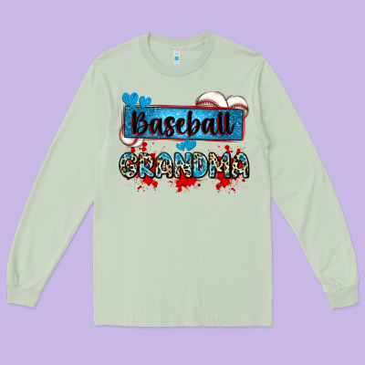 Baseball Grandma With Leopard Long Sleeve Tee Designed By Zillion Design Studio