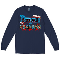 Navy baseball grandma with leopard Long Sleeve Tee - Zillion Design Studio