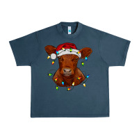 Midnight Navy Christmas baby red angus calf with lights Urban Heavy Tee - RanaPortraitStore