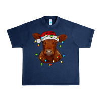 Navy Christmas baby red angus calf with lights Urban Heavy Tee - RanaPortraitStore