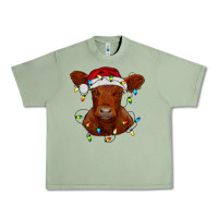 Oil Green Christmas baby red angus calf with lights Urban Heavy Tee - RanaPortraitStore