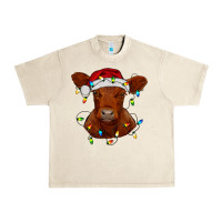 Sandshell Christmas baby red angus calf with lights Urban Heavy Tee - RanaPortraitStore