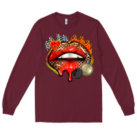 Burgundy race lips Long Sleeve Tee - AdoDesignShop