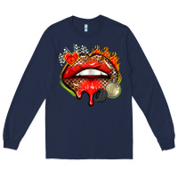 Navy race lips Long Sleeve Tee - AdoDesignShop