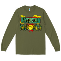 Army Green softball nana with leopard Long Sleeve Tee - Zillion Design Studio