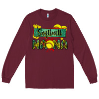 Burgundy softball nana with leopard Long Sleeve Tee - Zillion Design Studio