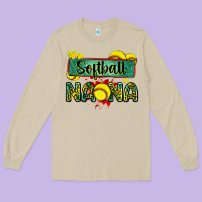 Softball Nana With Leopard Long Sleeve Tee Designed By Zillion Design Studio