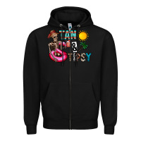 Black Tan Tipsy Zipper Hoodie - CowhideDigitalArt