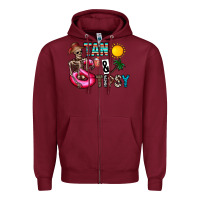Burgundy Tan Tipsy Zipper Hoodie - CowhideDigitalArt