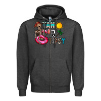 Charcoal Heather Tan Tipsy Zipper Hoodie - CowhideDigitalArt