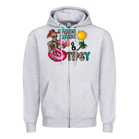 Heather Grey Tan Tipsy Zipper Hoodie - CowhideDigitalArt