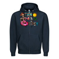 Navy Tan Tipsy Zipper Hoodie - CowhideDigitalArt