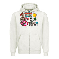 Oatmeal Heather Tan Tipsy Zipper Hoodie - CowhideDigitalArt
