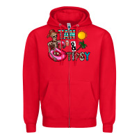 Red Tan Tipsy Zipper Hoodie - CowhideDigitalArt